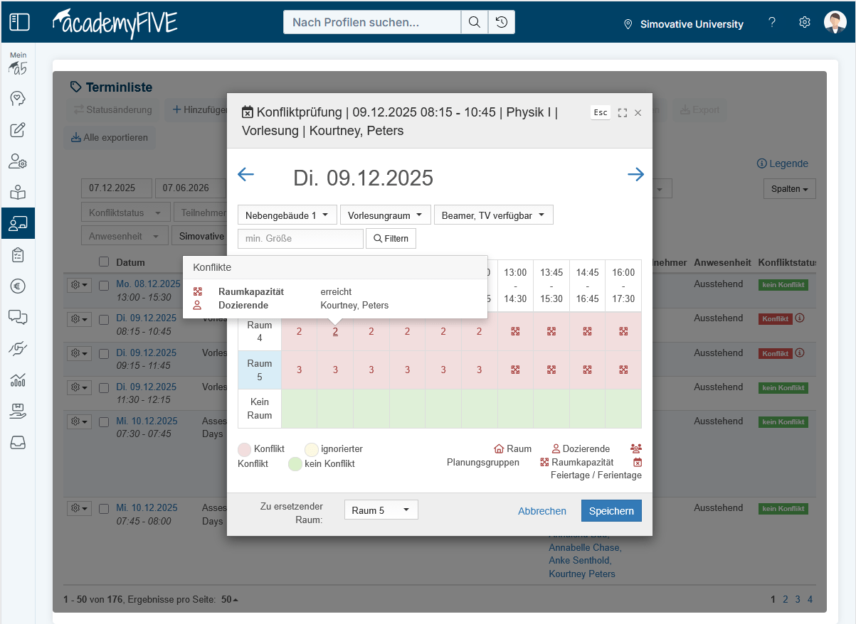 Konfliktprüfung Lehrveranstaltungen