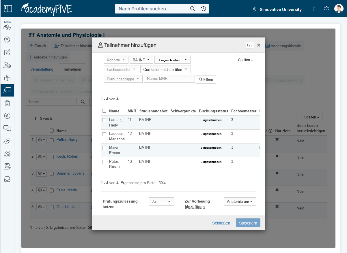 Teilnehmerverwaltung